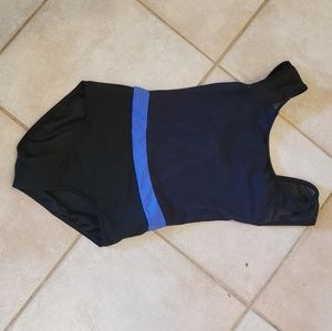 black and blue leotard